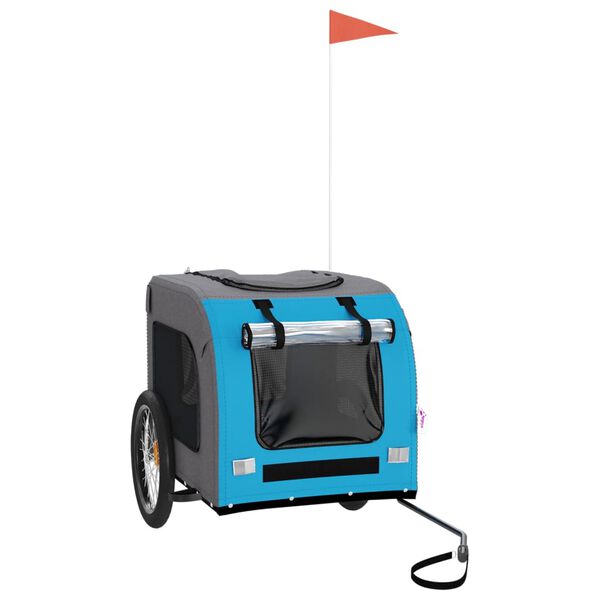 vidaXL Remorque de v&eacute;lo pour animaux de compagnie bleu et gris