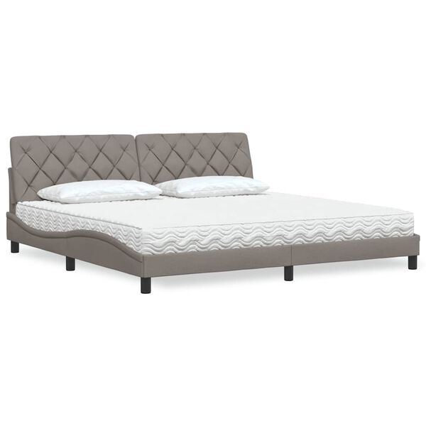 vidaXL Lit avec matelas taupe 200x200 cm tissu