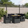 vidaXL Salon de jardin 6 pcs avec coussins noir r&eacute;sine tress&eacute;e