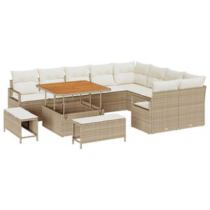 vidaXL Ensemble de canap&eacute; de jardin avec coussin 12 pcs Beige et cr&egrave;me