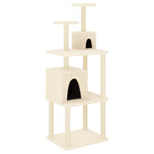 vidaXL Arbre &agrave; chat avec griffoirs en sisal Cr&egrave;me 167 cm