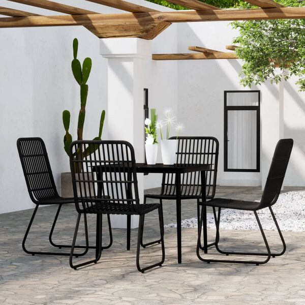 vidaXL Ensemble &agrave; manger de jardin 5 pcs Noir