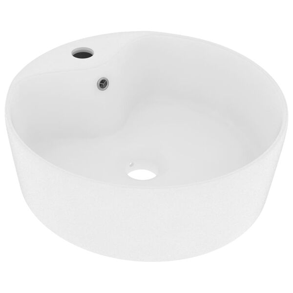 vidaXL Lavabo de luxe avec trop-plein Blanc mat 36x13 cm C&eacute;ramique