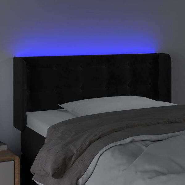 vidaXL T&ecirc;te de lit &agrave; LED Noir 93x16x78/88 cm Velours