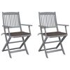 vidaXL Chaises pliables d'ext&eacute;rieur lot de 2 et coussins Bois d'acacia