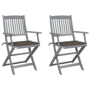 vidaXL Chaises pliables d'ext&eacute;rieur lot de 2 et coussins Bois d'acacia