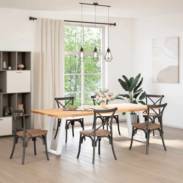 vidaXL Pieds de table &agrave; manger en U, 2 pi&egrave;ces, blanc, 50 x (72-73) cm, acier