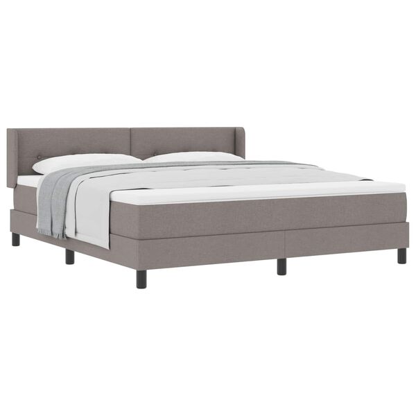 vidaXL Lit &agrave; ressorts avec matelas Taupe 200 x 180 cm tissu
