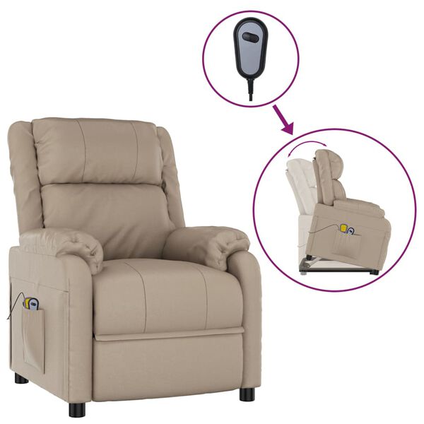 vidaXL Fauteuil de massage Cappuccino Similicuir