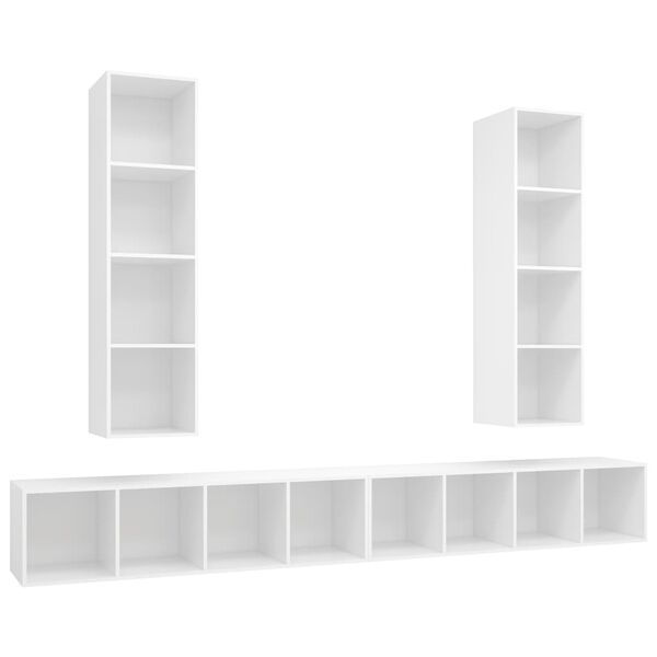 vidaXL Meubles TV muraux 4 pcs Blanc Bois d'ingénierie