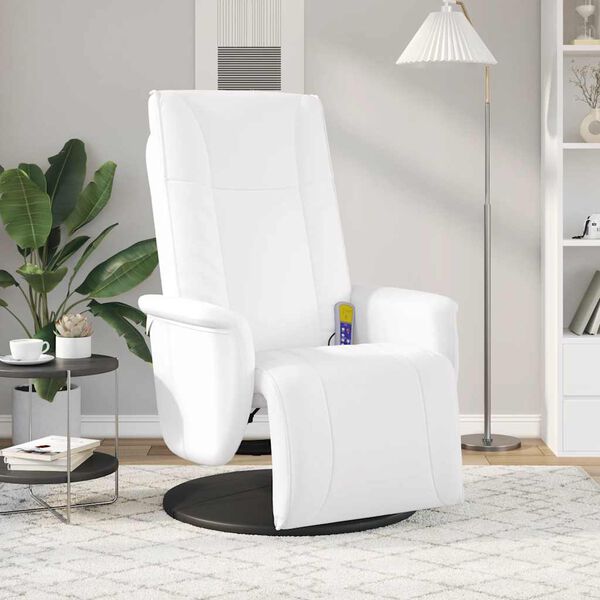 vidaXL Fauteuil inclinable de massage repose-pieds blanc similicuir