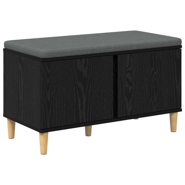 vidaXL Banc d'entr&eacute;e avec coussin Ch&ecirc;ne noir 80 x 38 x 46 cm