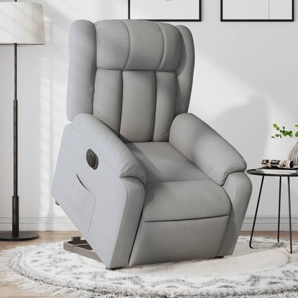 vidaXL Fauteuil inclinable &eacute;lectrique gris clair tissu