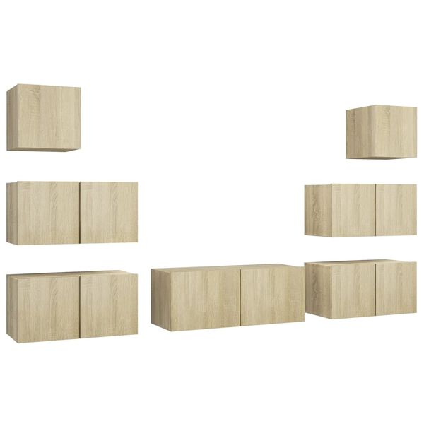 vidaXL Ensemble de meuble TV 7 pcs Ch&ecirc;ne sonoma Bois d'ing&eacute;nierie