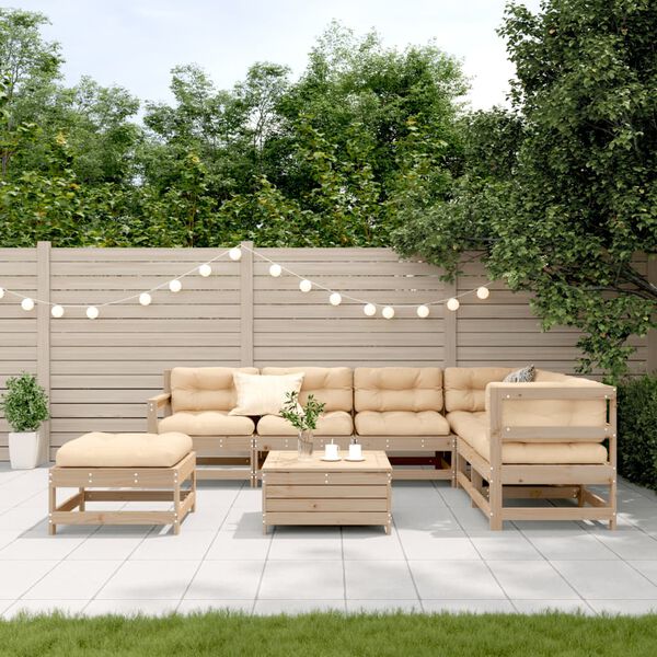 vidaXL Salon de jardin 8 pcs avec coussins Bois de pin massif