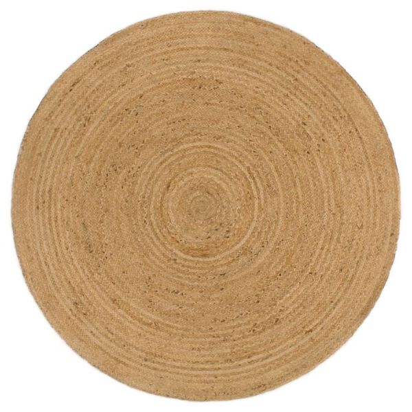 vidaXL Tapis tress&eacute; r&eacute;versible Bleu marine et naturel 120 cm Jute Rond