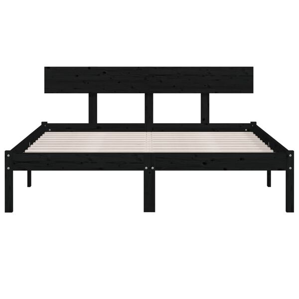 vidaXL Cadre de lit sans matelas noir bois massif 140x190 cm