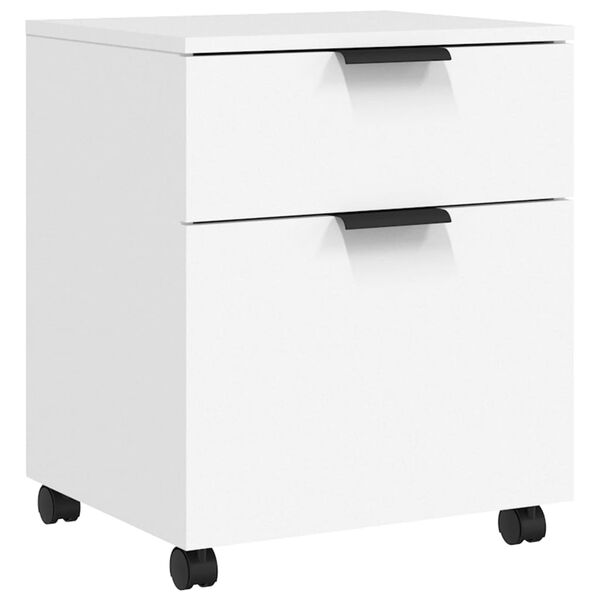 vidaXL Classeur mobile avec roues Blanc 45x38x54 cm Bois d'ing&eacute;nierie
