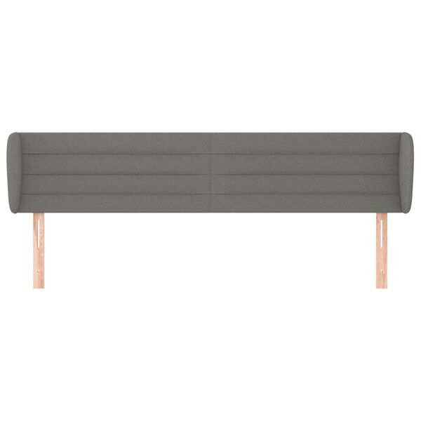 vidaXL T&ecirc;te de lit avec oreilles Gris fonc&eacute; 203x23x78/88 cm Tissu