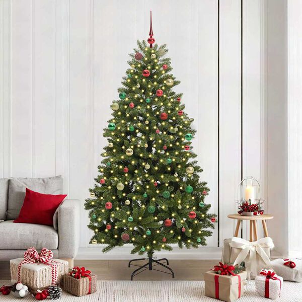 vidaXL Sapin de No&euml;l artificiel avec 300 LED Vert 210 cm PVC et m&eacute;tal