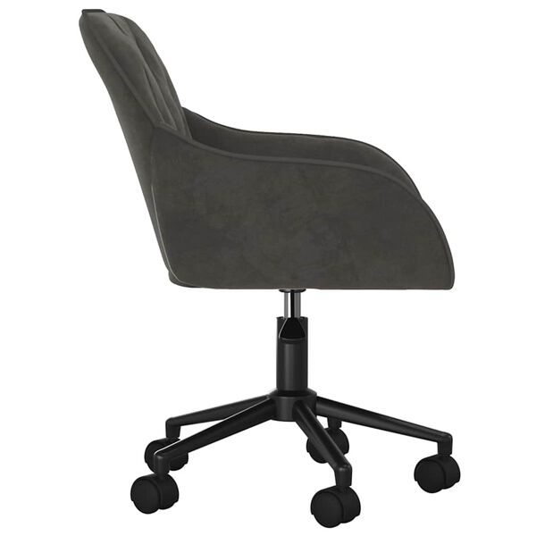 vidaXL Chaise pivotante de bureau Gris fonc&eacute; Velours