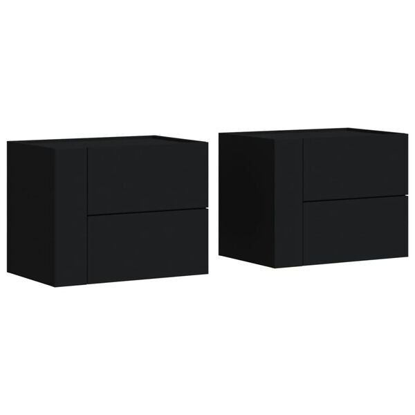 vidaXL Tables de chevet murales 2 pcs noir 45x30x35 cm
