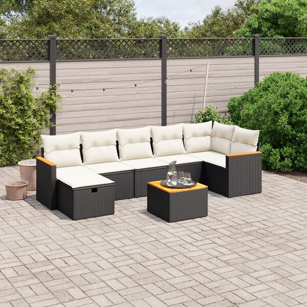 vidaXL Salon de jardin 8 pcs avec coussins noir r&eacute;sine tress&eacute;e