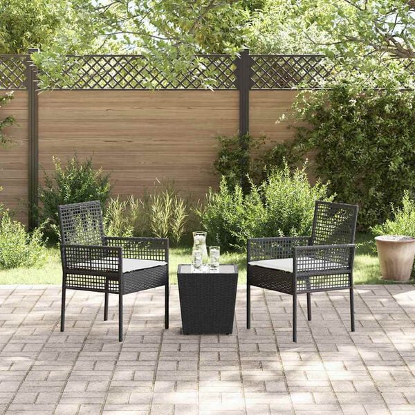 vidaXL Ensemble bistro de jardin 3 pcs Noir polyrotin