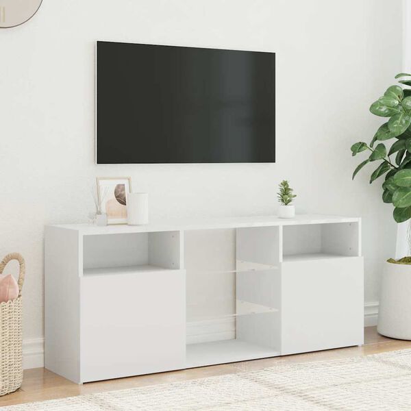 vidaXL Meuble TV avec lumi&egrave;res LED blanc 120x30x50 cm