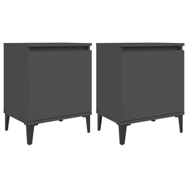vidaXL Tables de chevet avec pieds en m&eacute;tal gris 40x30x50 cm