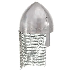 vidaXL Casque de chevalier antique pour GN Argent&eacute; Acier