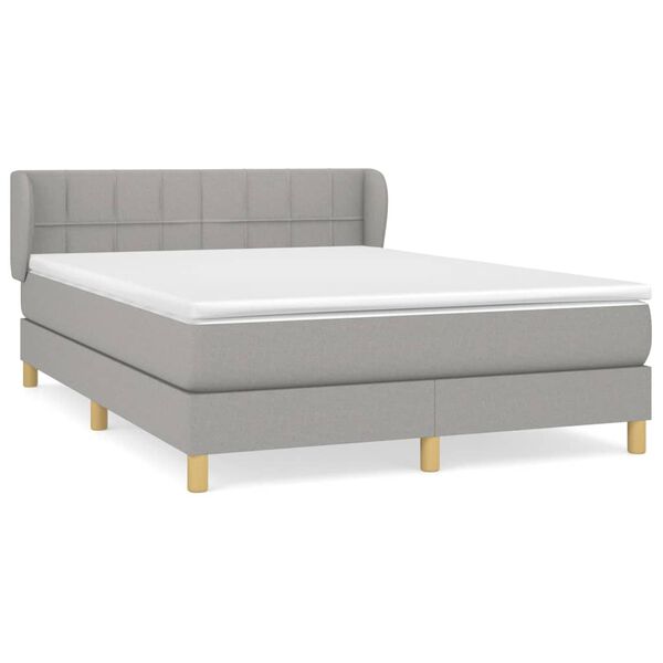 vidaXL Sommier &agrave; lattes de lit avec matelas Gris clair 140x200cm Tissu