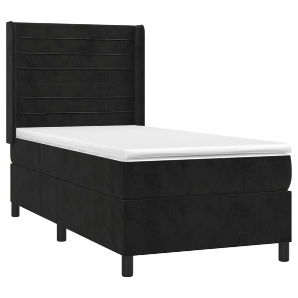 vidaXL Sommier &agrave; lattes de lit avec matelas Noir 90x200 cm Velours