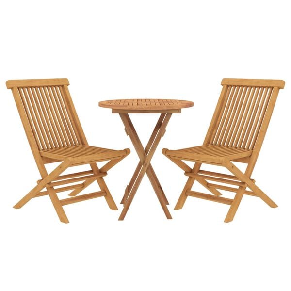 vidaXL Ensemble &agrave; manger de jardin 3 pcs Bois de teck massif