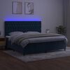 vidaXL Sommier &agrave; lattes de lit matelas et LED Bleu fonc&eacute; 200x200 cm