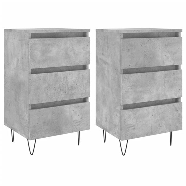vidaXL Tables de chevet 2 pcs gris b&eacute;ton 40x35x69 cm bois d&rsquo;ing&eacute;nierie