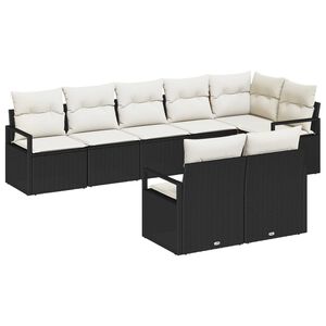 vidaXL Ensemble de canap&eacute; de jardin 8 pcs Noir et Blanc polyrotin