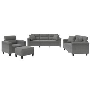 vidaXL Ensemble de canap&eacute;s 4 pcs coussins Gris fonc&eacute; Tissu microfibre