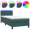 vidaXL Sommier &agrave; lattes de lit et matelas et LED vert fonc&eacute; 100x210cm velours