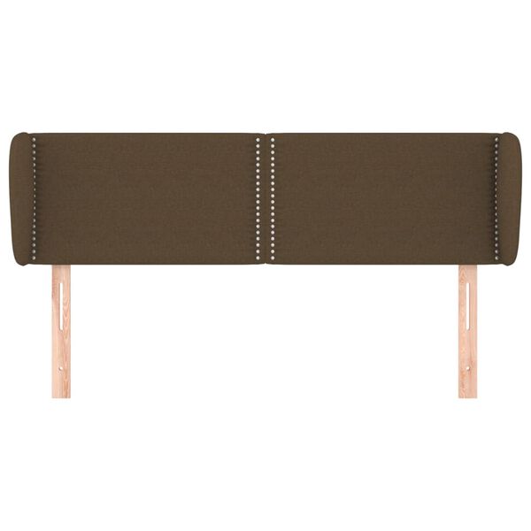 vidaXL T&ecirc;te de lit avec oreilles Marron fonc&eacute; 147x23x78/88 cm Tissu