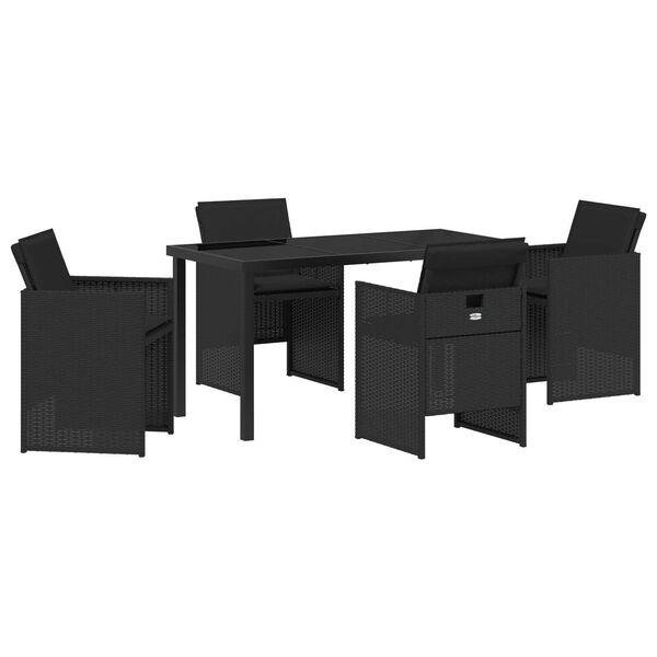 vidaXL Ensemble de salle &agrave; manger pour jardin 5 pcs Noir polyrotin