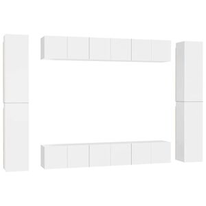 vidaXL Ensemble de meubles TV 10 pcs Blanc Bois d'ing&eacute;nierie