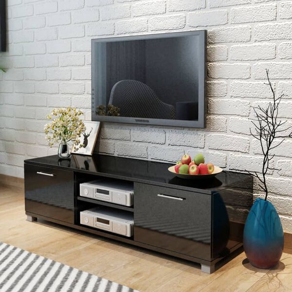 vidaXL Meuble TV Noir brillant 120x40,5x35 cm