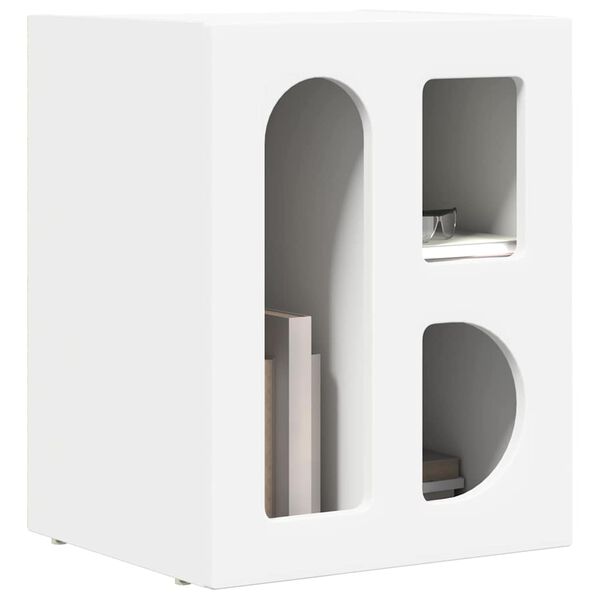 vidaXL Table de chevet Blanc 40 x 35 x 50 cm Bois d'ing&eacute;nierie