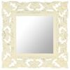 vidaXL Miroir sculpt&eacute; &agrave; la main Blanc 50x50 cm Bois de manguier massif
