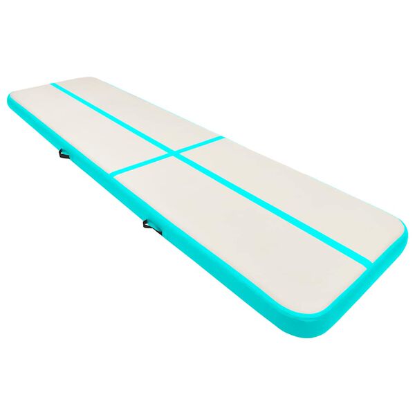 vidaXL Tapis gonflable de gymnastique avec pompe 600x100x20cm PVC Vert