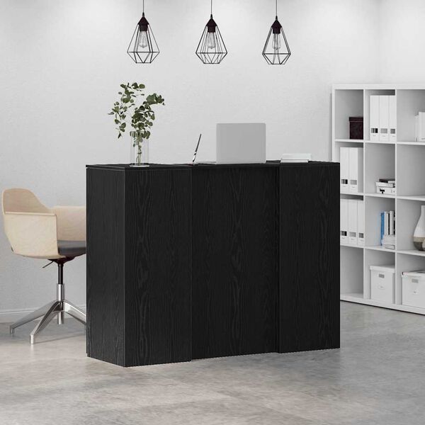 vidaXL Bureau de r&eacute;ception ch&ecirc;ne noir 135x50x103,5cm bois d'ing&eacute;nierie