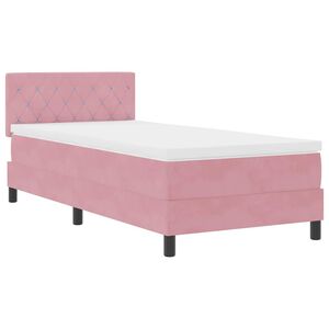 vidaXL Lit &agrave; ressort LED avec matelas Rose 90 x 190 cm Velours
