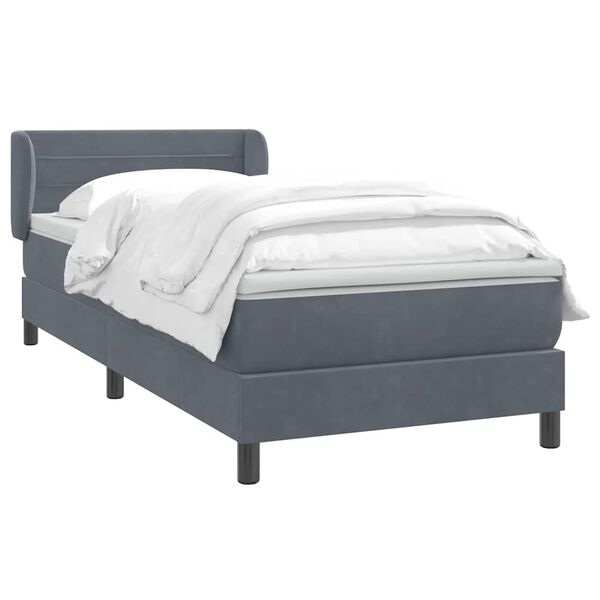 vidaXL Sommier &agrave; lattes de lit et matelas gris fonc&eacute; 100x210cm velours