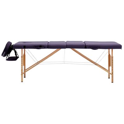 vidaXL Table de massage pliable 4 zones Bois Violet